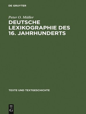 cover image of Deutsche Lexikographie des 16. Jahrhunderts